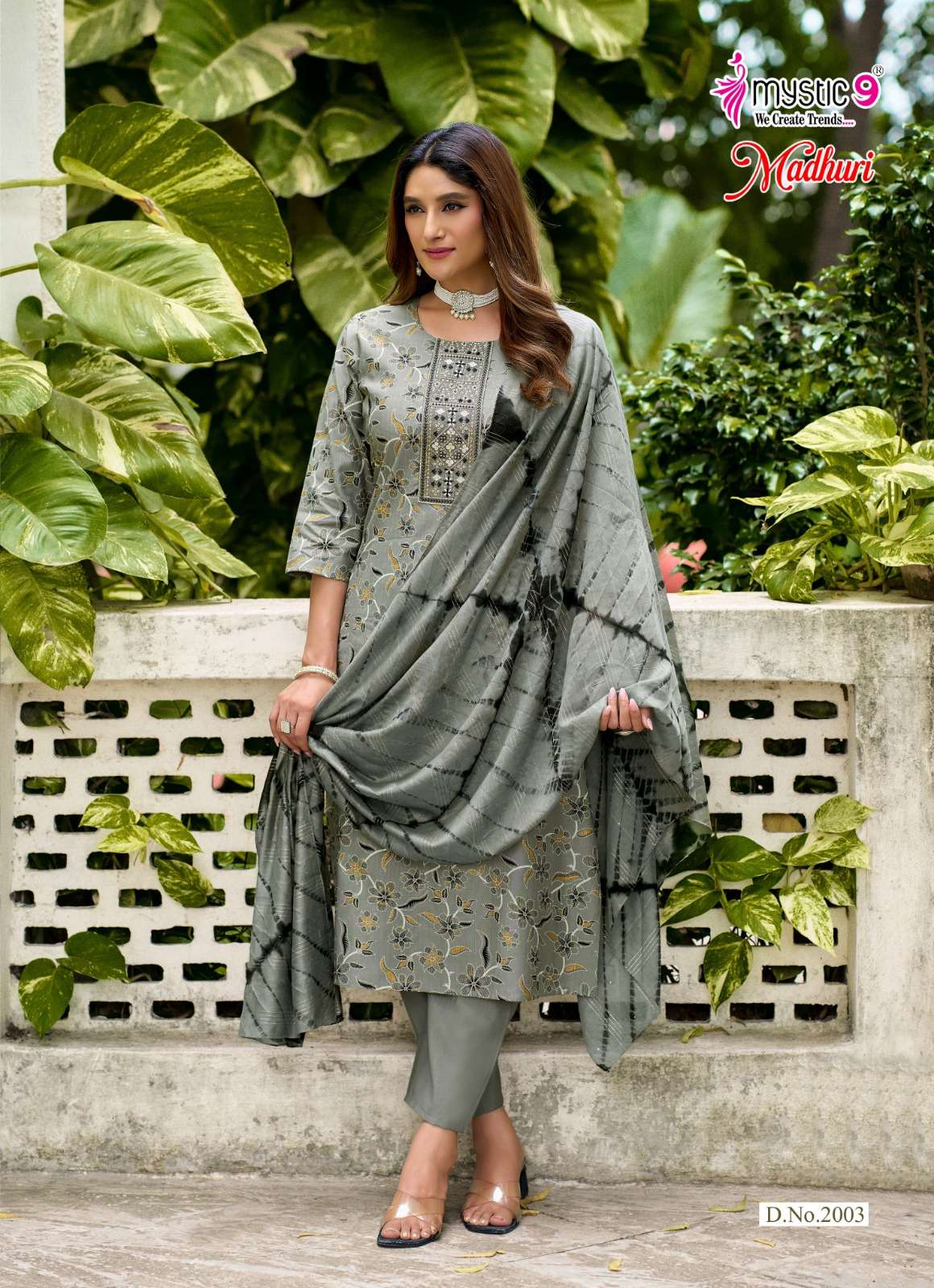 MYSTIC 9 MADHURI VOL 2 VERTICAN FOIL PRINT STRAIGHT CUT CATALOGUE SALWAR SUIT TREND DEALER